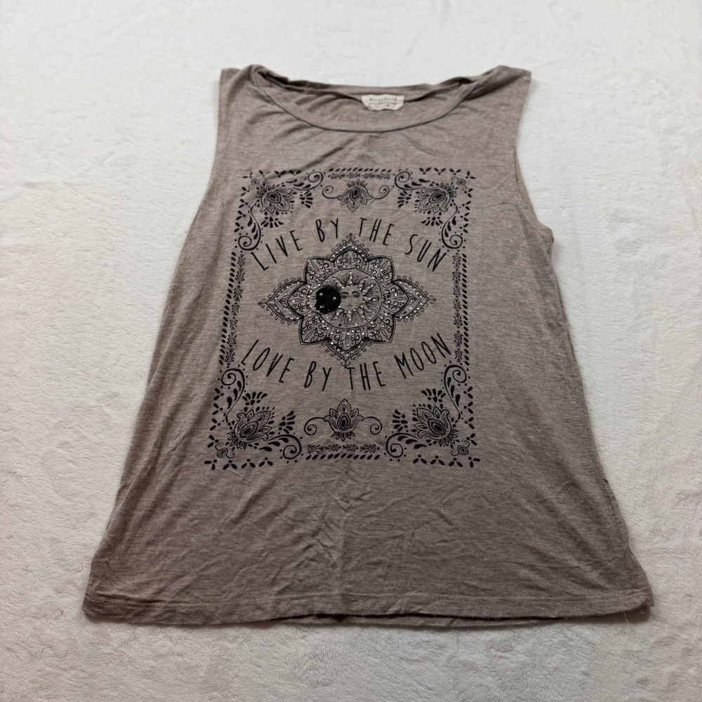 Moonchild Graphic Tank Top Womens Medium Brown Celestial Sun Moon Excellent Boho